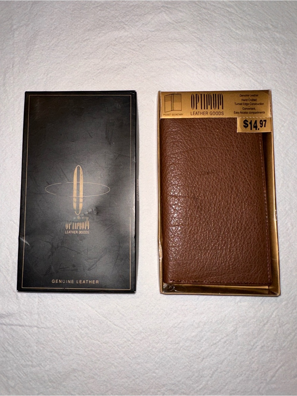 ⭐️ Optimum Vintageish 90s Brown Leather Men's Wallet NWT in box